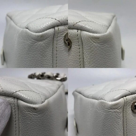 Authentic CHANEL Caviar Petite Timeless Shopper Tote Quilted Shoulder Bag Ivory - Picture 15 of 16